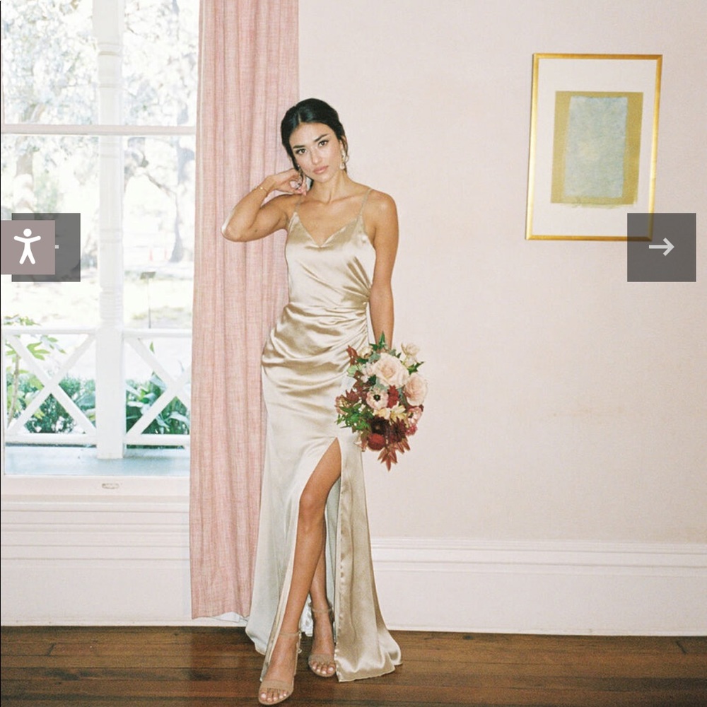 Revelry Rory Satin Dress in Taupe 704 Size 10